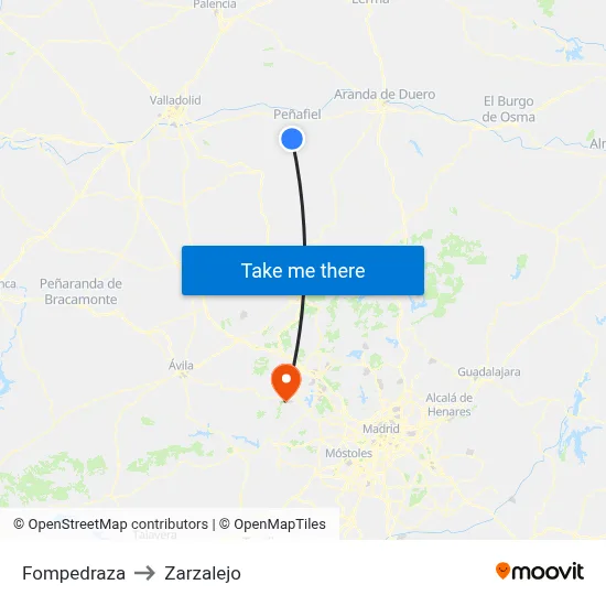 Fompedraza to Zarzalejo map