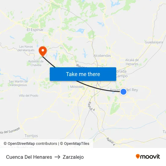 Cuenca Del Henares to Zarzalejo map