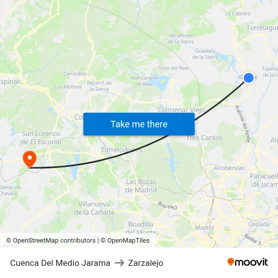 Cuenca Del Medio Jarama to Zarzalejo map