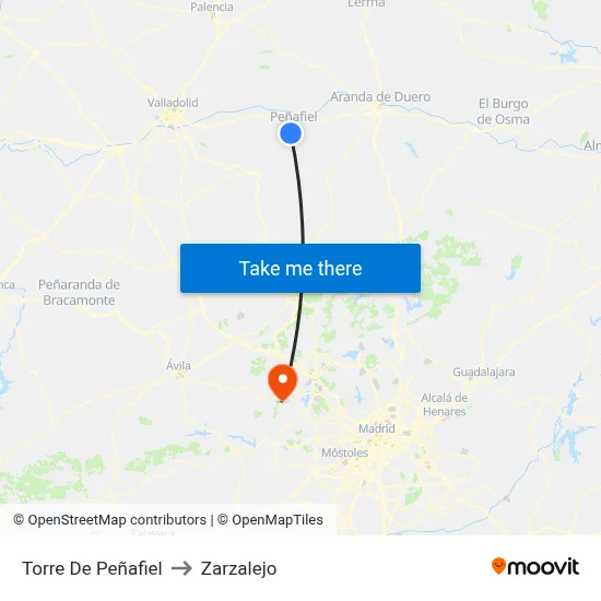 Torre De Peñafiel to Zarzalejo map