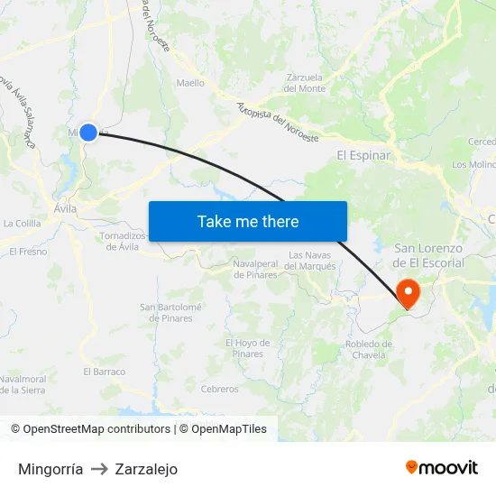 Mingorría to Zarzalejo map