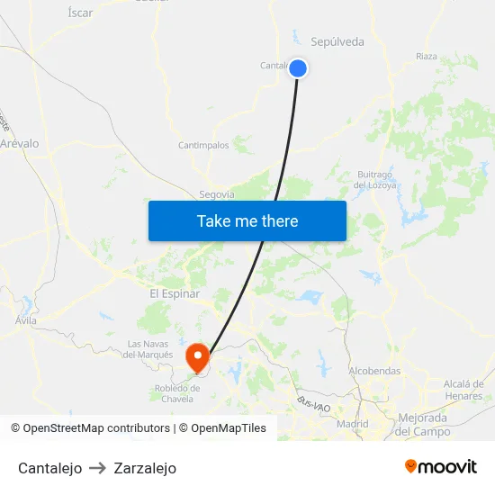 Cantalejo to Zarzalejo map