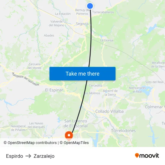 Espirdo to Zarzalejo map