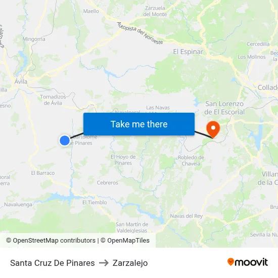 Santa Cruz De Pinares to Zarzalejo map