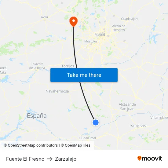 Fuente El Fresno to Zarzalejo map