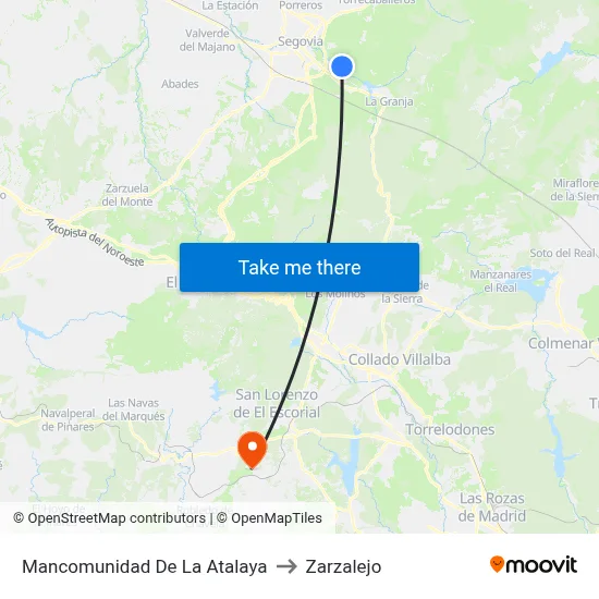 Mancomunidad De La Atalaya to Zarzalejo map