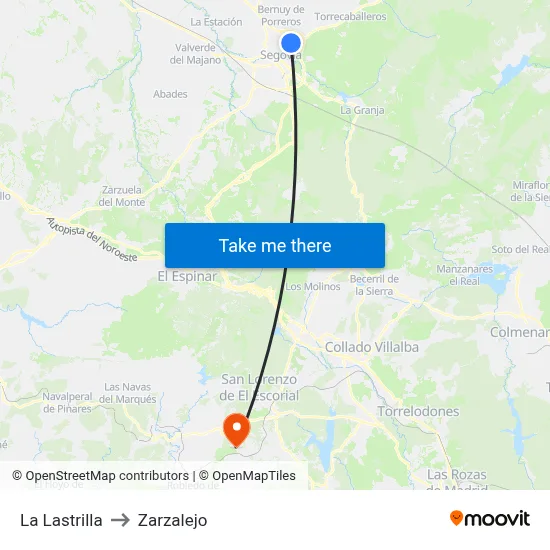 La Lastrilla to Zarzalejo map