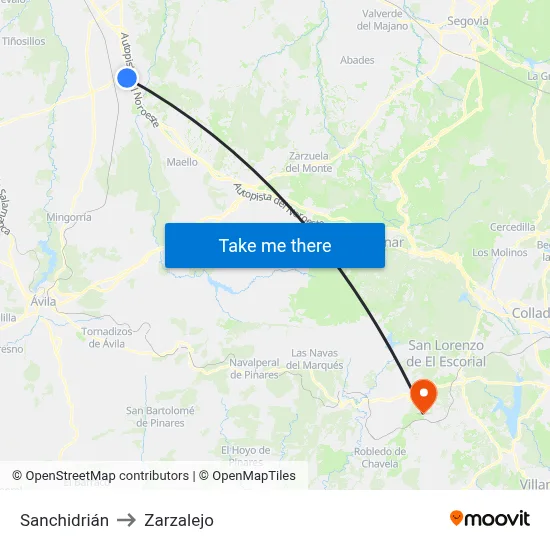 Sanchidrián to Zarzalejo map