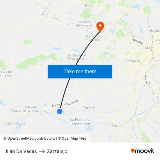 Illán De Vacas to Zarzalejo map