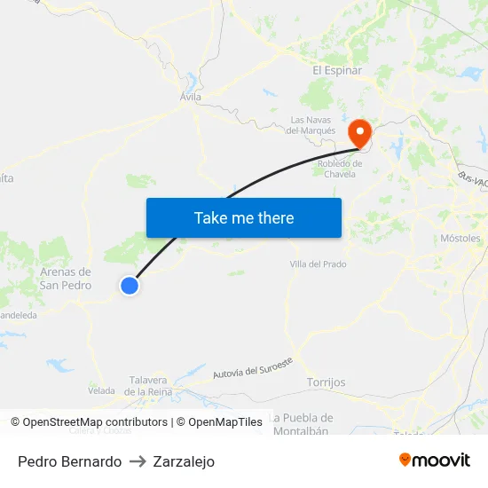 Pedro Bernardo to Zarzalejo map