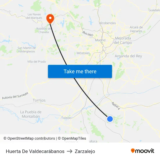Huerta De Valdecarábanos to Zarzalejo map