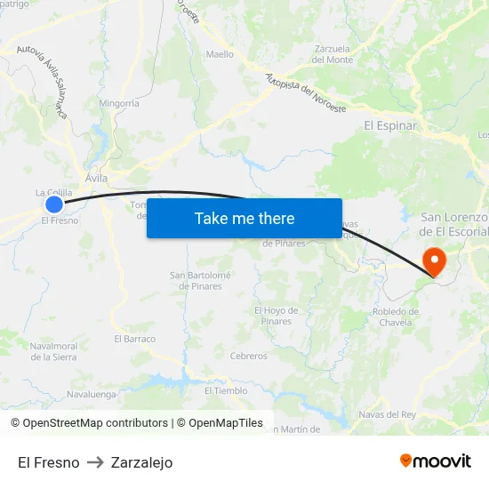 El Fresno to Zarzalejo map