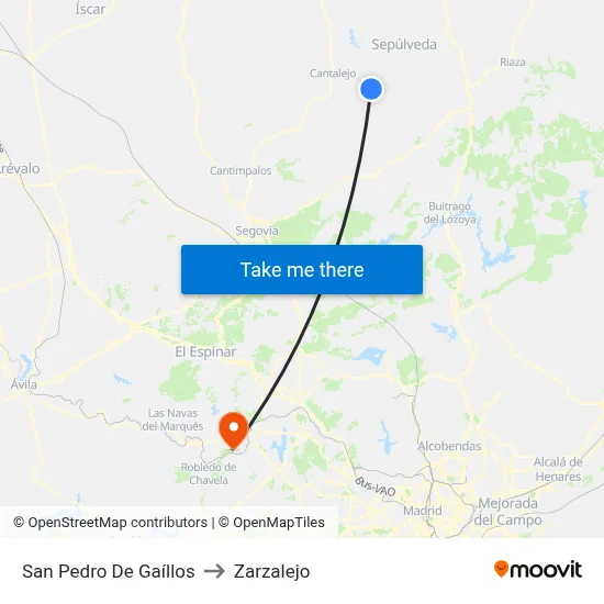 San Pedro De Gaíllos to Zarzalejo map