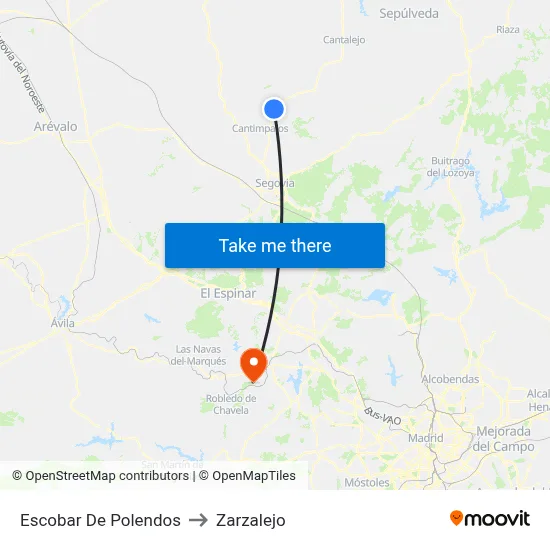 Escobar De Polendos to Zarzalejo map