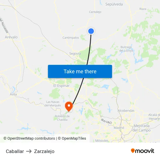 Caballar to Zarzalejo map