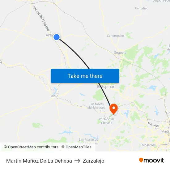 Martín Muñoz De La Dehesa to Zarzalejo map