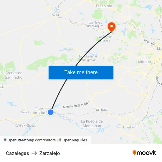 Cazalegas to Zarzalejo map