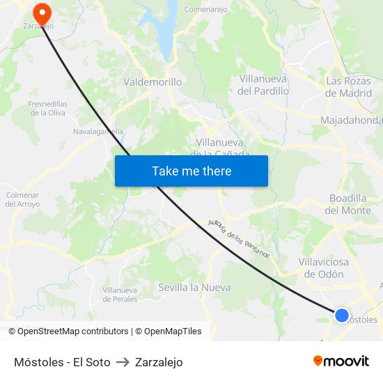 Móstoles - El Soto to Zarzalejo map