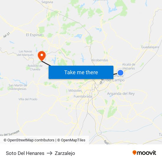 Soto Del Henares to Zarzalejo map