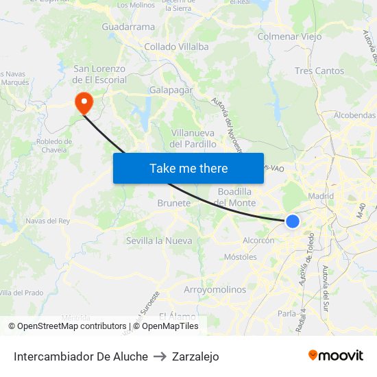 Intercambiador De Aluche to Zarzalejo map