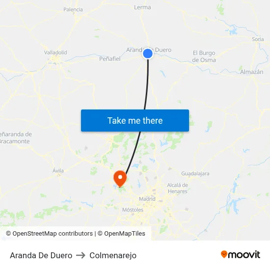 Aranda De Duero to Colmenarejo map