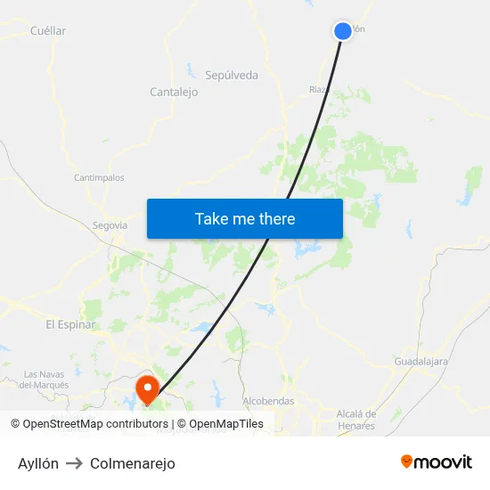 Ayllón to Colmenarejo map