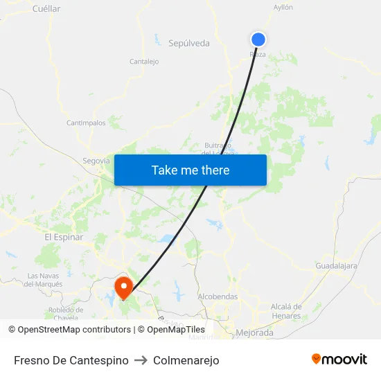 Fresno De Cantespino to Colmenarejo map