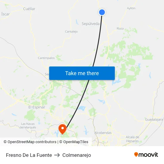 Fresno De La Fuente to Colmenarejo map