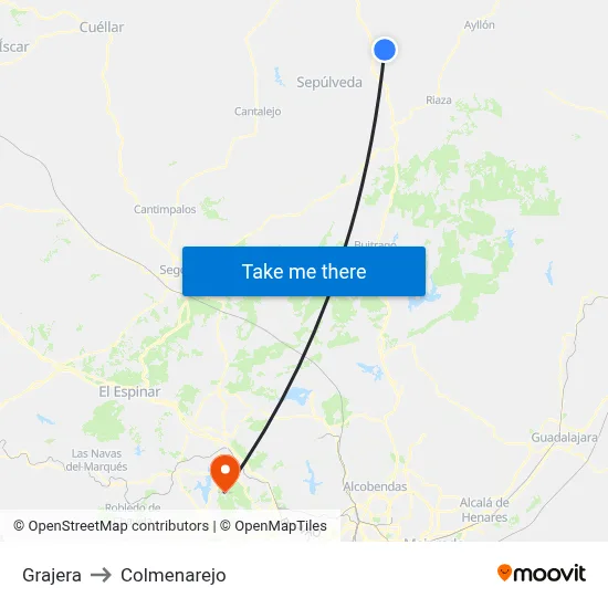 Grajera to Colmenarejo map