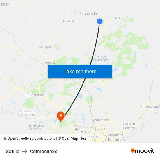 Sotillo to Colmenarejo map