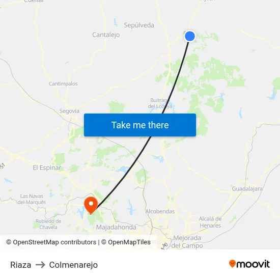 Riaza to Colmenarejo map
