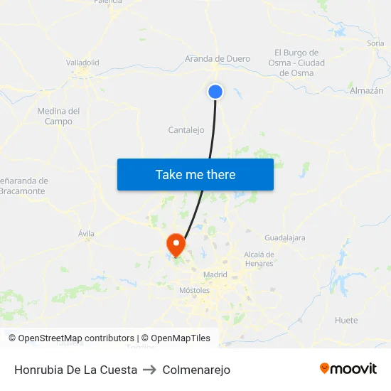 Honrubia De La Cuesta to Colmenarejo map