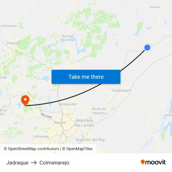 Jadraque to Colmenarejo map