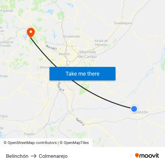 Belinchón to Colmenarejo map