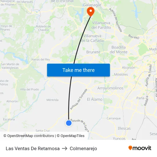 Las Ventas De Retamosa to Colmenarejo map
