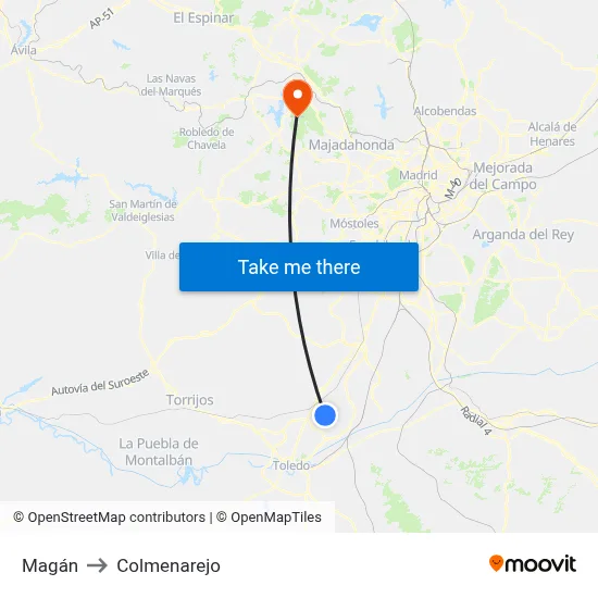 Magán to Colmenarejo map