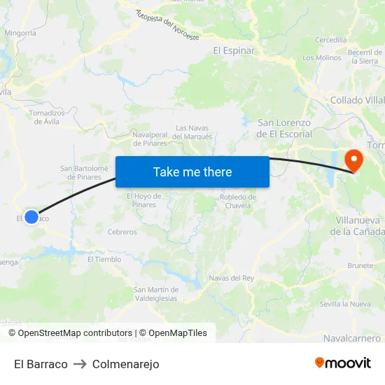 El Barraco to Colmenarejo map