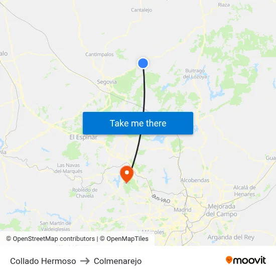 Collado Hermoso to Colmenarejo map