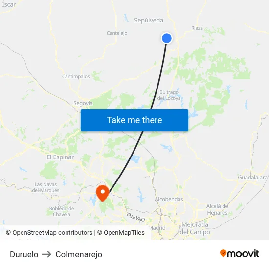 Duruelo to Colmenarejo map