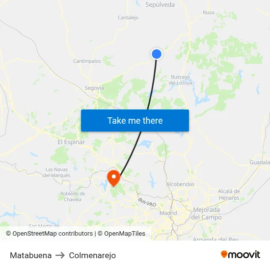 Matabuena to Colmenarejo map