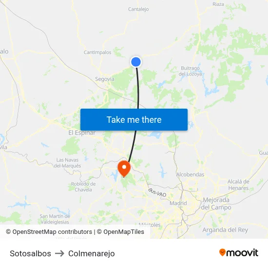 Sotosalbos to Colmenarejo map