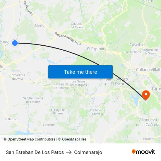 San Esteban De Los Patos to Colmenarejo map