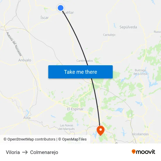 Viloria to Colmenarejo map
