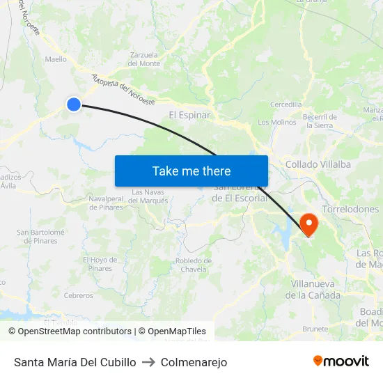 Santa María Del Cubillo to Colmenarejo map