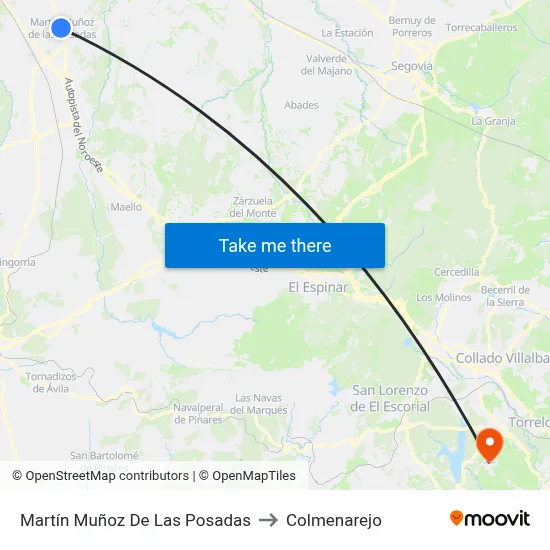 Martín Muñoz De Las Posadas to Colmenarejo map