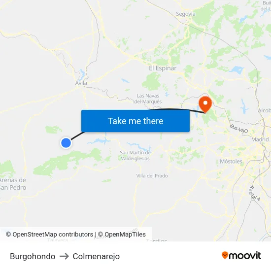 Burgohondo to Colmenarejo map