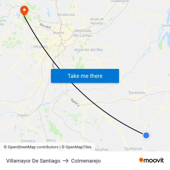 Villamayor De Santiago to Colmenarejo map