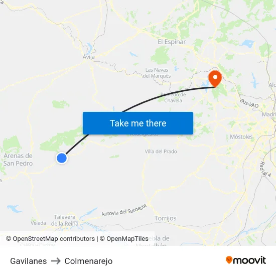 Gavilanes to Colmenarejo map