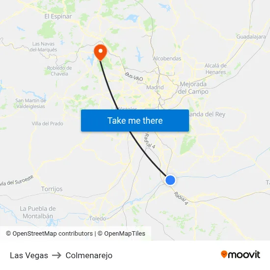 Las Vegas to Colmenarejo map