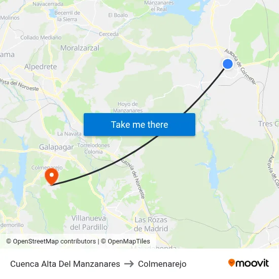 Cuenca Alta Del Manzanares to Colmenarejo map